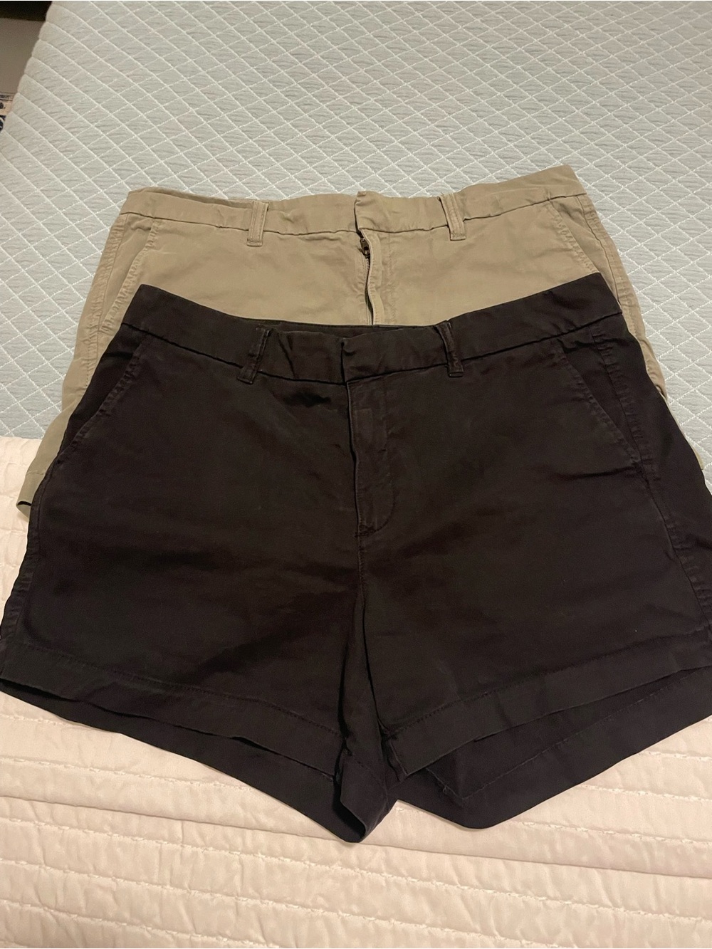 Quince Black and Khaki High-Rise Chino Shorts Duo